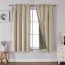 OWENIE Heidi Linen Curtains for Living Room 63 Inch Length 2 Panels Set, Light Filtering Solid Curtains for Bedroom, Rod Pocket Window Curtains & Drapes, 2 Pcs Each 40" W 63" L, Linen