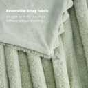 Cozy Bliss Faux Fur Throw Blanket for Couch, Cozy Warm Plush Striped Blanket for Sofa Bedroom Living Room, 50 * 60 Inches Sage Green