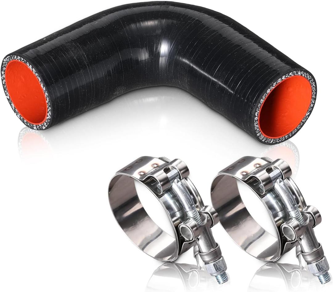 2" ID 90 Degree Silicone Elbow Coupler Hose with Stainless T-Bolt Clamp,Thickness 5mm,4" Leg Length,4 Layers Reinforced Turbo,Intercooler,Intake Radiator Piping
