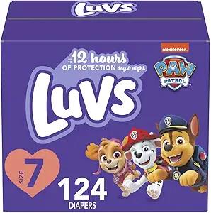 Luvs Size 7 Baby Diapers, Platinum Protection Bluey Diapers for Day & Night, Size 7, 124 Count (Packaging May Vary)