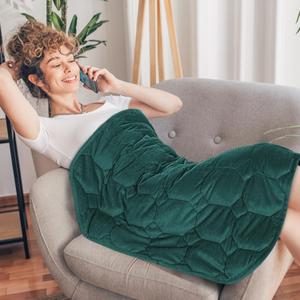 Topblan Weighted Lap Blanket 7lbs for Adults, Small Weighted Blanket Throw for Napping, Relaxation, Calming and Travel, Skin Friendly & Machine Washable for All-Season Sleeping, Dark Green