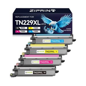 ZIPRINT TN229XL TN229 Toner 4 Pack Compatible Replacement for Brother TN229XL TN 229 Toner Cartridges for MFC-L3780CDW HL-L3280CDW MFC-L3720CDW HL-L3220CDW HL-L3300CDW HL-L3295CDW Printer