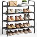 Kitsure Shoe Rack - 4-Tier Shoe Organizer with Handles & Non-Slip Feet, Rust-Resistant Metal Shoe Rack for Closet, Entryway, Bedroom, Living Room, 26.6" Wide - 4 Tiers, Black