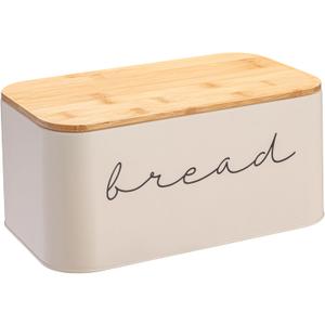 Bloomingville Metal "bread" Bin with Bamboo Lid, Cream