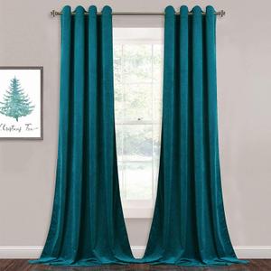 Velvet Teal Green Curtains for Living Room Long Light Blocking Velvet Curtain Panels Privacy Eyelet Panels Drapes for Bedroom/Sliding Glass, 2 PAck,  40x60 Inch