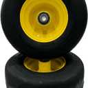 Set of 2-13x6.50-6 Smooth Hollowmatic 5/8 Inch Axle Yellow Wheel - Compatible with JD TCA19309 TCA16946