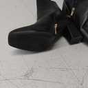 IDIFU Women's Aliza Fashion Square Toe Short Boots Side Zipper Low Block Heel Ankle Booties (8.5, Black Pu)