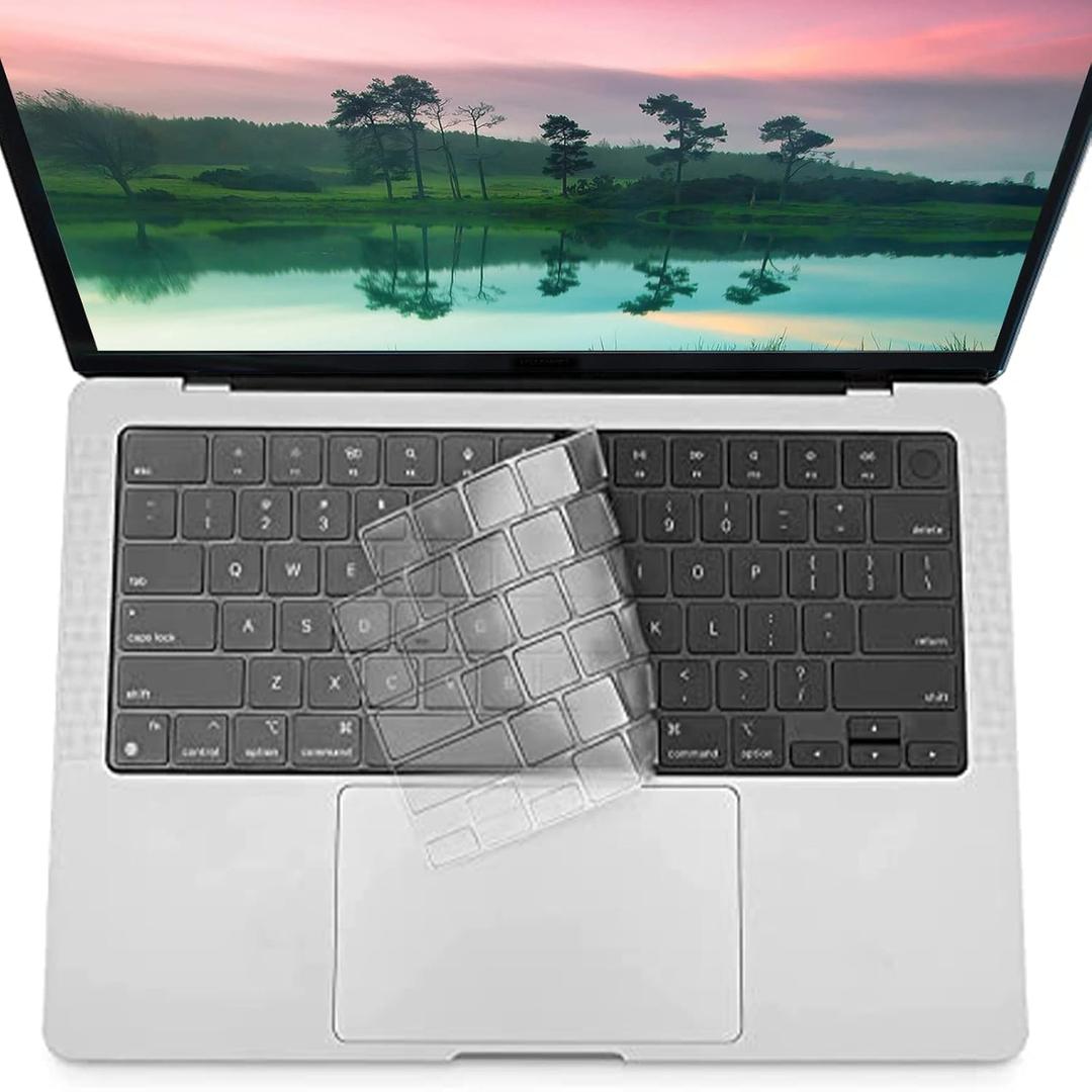Keyboard Cover Ultra Thin for MacBook Air 13.6 inch M2 A2681 2022 & MacBook Pro 14/16 inch M1 Pro/Max A2442/A2485 2021, Waterproof TPU Protective Skin, Transparent