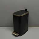 CEROELDA Small Bathroom Trash Can with Lid Soft Close-5L/1.3 Gal Slim Garbage Can-Metal Step Wastebasket-Rectangle Narrow Waste Bin for Office, Bedroom, Toilet, Live Room-Black (1.3 Gallon, A-Black)
