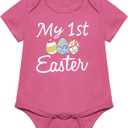 Easter Baby Girls' Eggs Outfit Set Romper Cute Pants with Headband (Yellow)