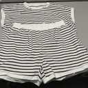 MISSACTIVER 2 Piece Lounge Set Women Stripe Knit Short Sleeve Tee Shirts Shorts Casual Summer Loungewear Shorts Sets (White, M)