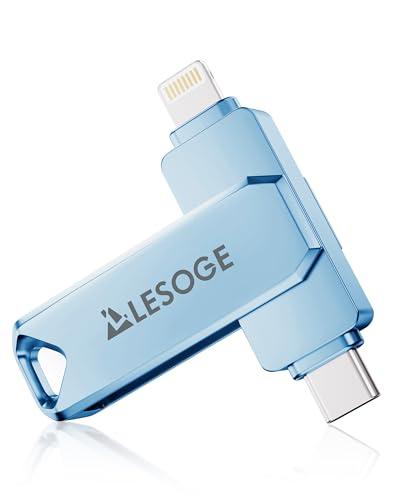 MFi Certified 256GB Flash Drive for iPhone Photo Stick Thumb Drive, USB Memory Stick iPhone Flash Drive for Photos, High Speed Jump Drive External Storage for iPhone/iPad/Android/PC (Light Blue)