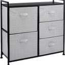 Amazon Basics Closet Organizer with 5-Fabric Storage Drawers for Bedroom, Living Room, Black