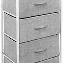 Sorbus Nightstand with 5 Drawers - Bedside Furniture & Night Stand End Table Dresser with Steel Frame, Wood Top, Easy Pull Fabric Bins for Home, Bedroom Accessories, Office & Dorm (Grey)