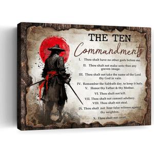Motivational Japanese Samurai Wall Art Samurai Red Moon Canvas Wall Decor Inspirational Quotes I Choose Pictures Print Paintings Framed Artwork Home Decor For Office Living Room Gym 12x16 Inch (12L" x 16W")