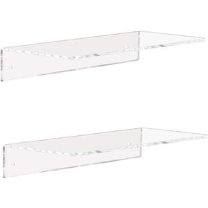 Weiai Clear Acrylic Shelves 12 Inch, Floating Wall Mounted Shelf for Wall Storage, Set of 2