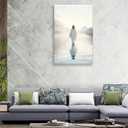 Jesus Canvas Wall Art Jesus Walking on Water Wall Decor Painting Christian Spiritual Poster Prints Modern Religious Pictures Wall Art for Living Room Bedroom Church Decoration 12x16in