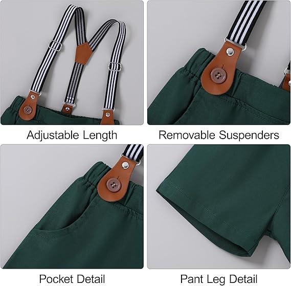 YUEMION Baby Boy Clothes Suspender Shorts Gentleman Wedding Outfit(12M-5T)