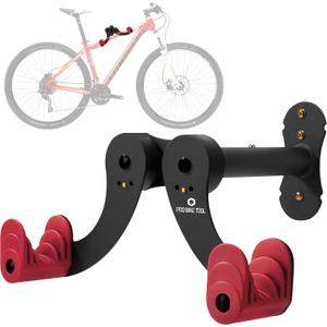 PRO BIKE TOOL Bike Wall Mount - Horizontal Indoor Bike Rack for 1 Bicycle - Bike Rack for Garage - Safe and Secure Bike Hook for Road, Mountain or Hybrid Bikes - Bike Hanger, Bicycle Storage (Red)