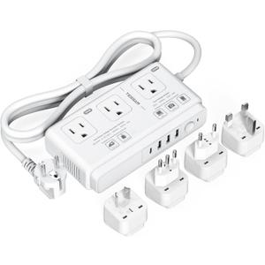 220V to 110V Voltage Converter, TESSAN Universal Travel Adapter with 4 USB Charger (1 USB C), 3 AC Sockets and EU/UK/AU/IT Plug Power Adaptor, Step Down Transformer Outlet Converters for International