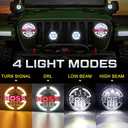 7 Inch LED Headlight Round, 160W 500% Angel Eye Halo Anti-glare High/Low Sealed Beam DRL Amber Turn Signal Light Compatible with Jeep Wrangler CJ JK LJ H1 H2 Hummer H1 H2 (2PCS)
