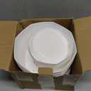 BangQiao 8 Pack 8.00 inch and 5.90 inch White Plastic Shallow Plant Pot, Octagon Bowl Planter Container with Pot Tray for Succulents, Cactus