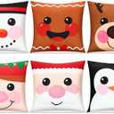 Breling 6 Set Christmas Pillow Covers 16 x 16 Inches, Soft Plush Faux Fur Wool Couch Throw Xmas Cushion Cover for Holiday Sofa Chair Bed Home Decorative