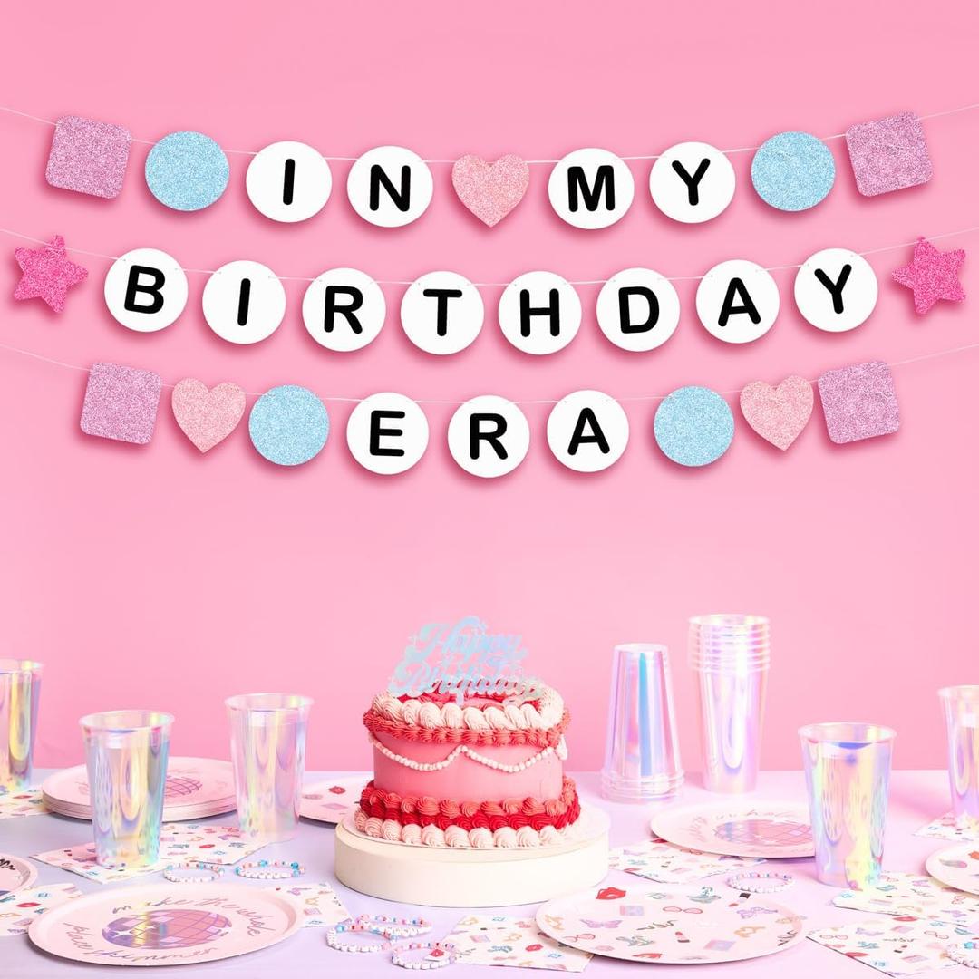 xo, Fetti In My Birthday Era Banner 5 Ft | Eras Birthday Party Decoration, Bday Photo Booth Backdrop, HBD Sign Friendship Bracelet Supplies