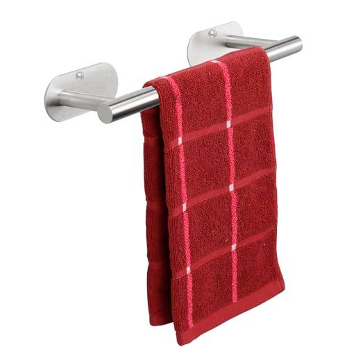 TocTen Self Adhesive Bathroom Towel Bar, Stick Towel Rack for Bathroom, Rustproof Stainless Steel Bath Towel Holder No Damage, Easy to Install Sticky Towel Rod for Bathroom (Brushed Nickel, 12 Inch)