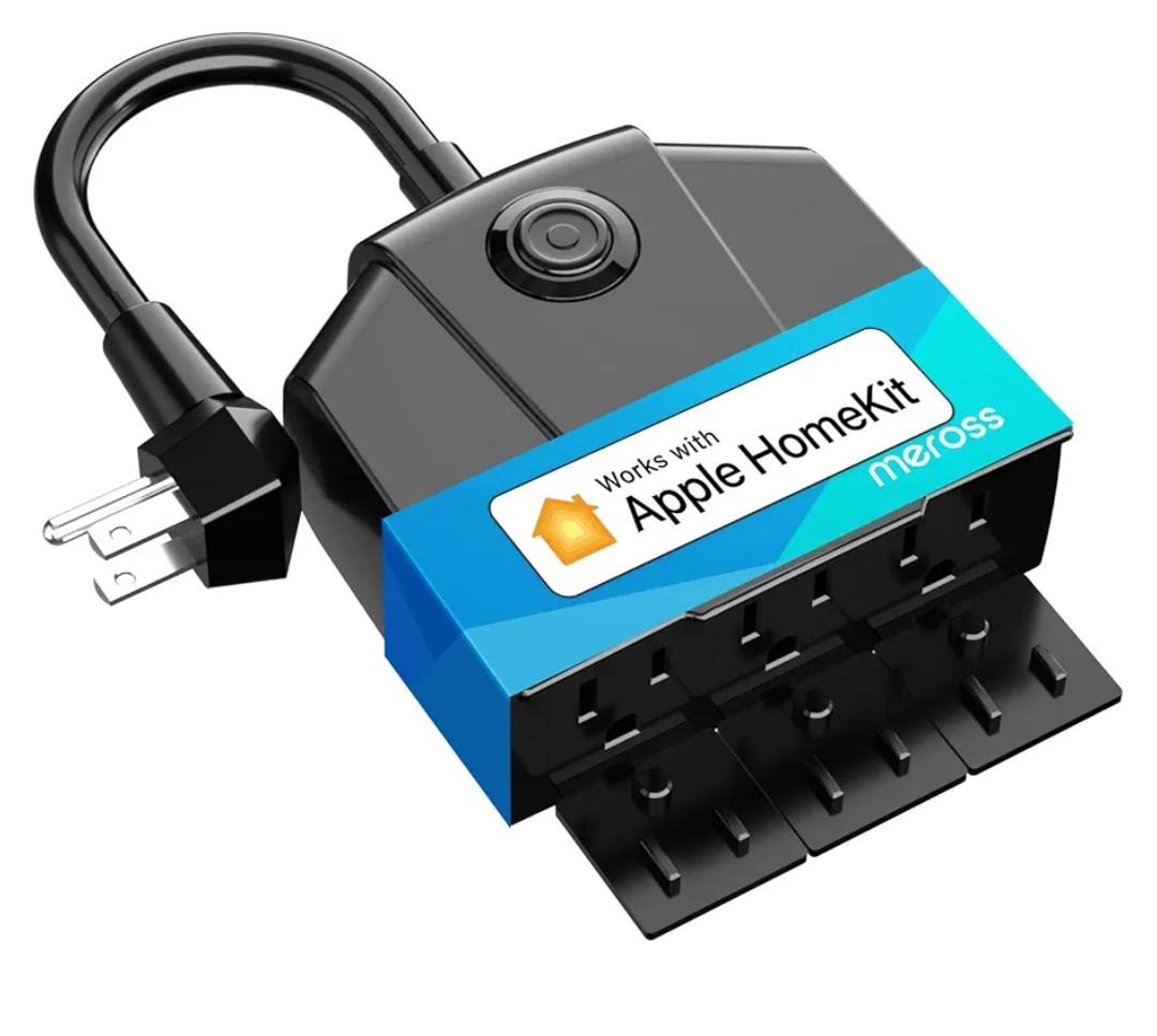 Outdoor Smart Plug, meross Outdoor Wi-Fi Outlet with 3 Independent Sockets Compatible with Apple Homekit, Alexa and SmartThings, Voice & Remote Control, Timer, 2.4 GHz only,Black