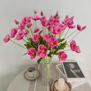 ATFL Hot Pink Poppy Flowers Artificial for Wedding Decorations,12 Pcs Fake Faux Silk Poppies Bulk for Home Decor Table Centerpieces Floral Arrangement (23.5, Hot Pink) (Roses)