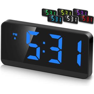 Electric Digital Alarm Clocks for Bedrooms, LED Small Digital Clock for Bedroom, Desk Bedside Alarm Clock with Battery Backup Powered Operated, USB, Large Display, 3 Alarms Snooze