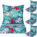 Hoteam 4 Set Outdoor Chair Patio Cushions 20 x 20 Inch Deep Seat Waterproof Chair Cushions for Patio Furniture Set Replacement Removable Seat and Back (Tropical Plant)