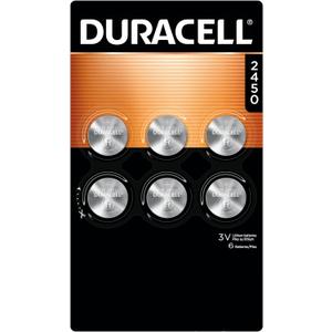 Duracell CR2450 Lithium Battery, 6 Count (Pack of 1), Coin Battery for Key Fob, Car Remote, Watch, and Other Devices, CR2450 Lithium 3 Volt (3V) Cell