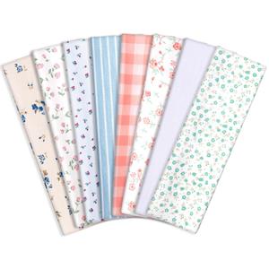 obeoby Floral Headbands for Women, Stripe Hairbands Non Slip Cotton Sports Hair Bands for Women's Hair Stocking Stuffers for Teen Girls