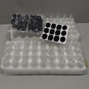 72, 2oz Small Clear Glass Bottles with Lids Boston Round Sample Bottles for Essential Oil Vanilla Hot Sauce Juice Whiskey Bourbon Liquid come with 5 Funnels, 5 Droppers, 72 Labels, 1Brush&Chalk Marker