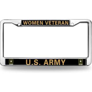 Women Veteran US Army License Plate Frame Military Women Veteran Pride Weather-Proof License Plate Frame US Army Superhero License Plate Frame for Veterans (MY008junduiwai326)