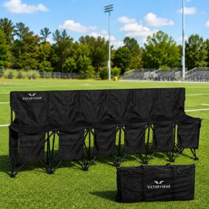 VictoryGear Portable Bench 6 Seat Soccer Benches for Team - Sideline Chairs with 8 Pockets & Carrying Bag - Folding Chair Camping Chairs - Sideline Soccer Bench - Travel Camping Seat, Large