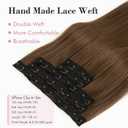 REECHO Clip in Hair Extensions, Hair Extensions Thick Long Lace Weft Lightweight Synthetic Hairpieces for Women (24 Inch-240 Gram(Pack of 5), Chestnut Brown)