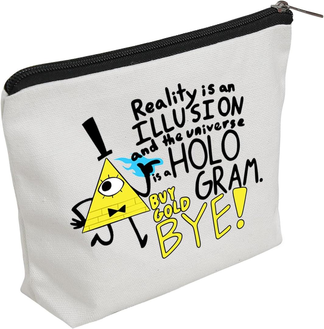WZJHCL Bill Cipher Makeup Pouch Cartoon Cosmetic Kit Bag Book Of Bill Survival Kit Mystery Shack Storage Pouch Bag (Bye)