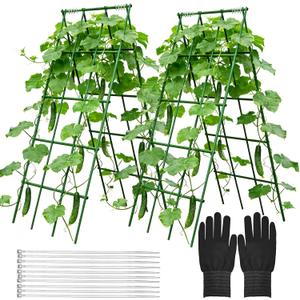 Heavy Duty Cucumber Trellis,2 Pack,No AssemblyGarden Trellis for Climbing Plants Outdoor,Cucumber Trellis, A-Frame Vegetable Frame,Vegetables Peas Beans Squash Cucumber