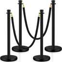 Wesiti 4 Pcs 2026 Wedding Stanchions and Velvet Ropes Set, Black