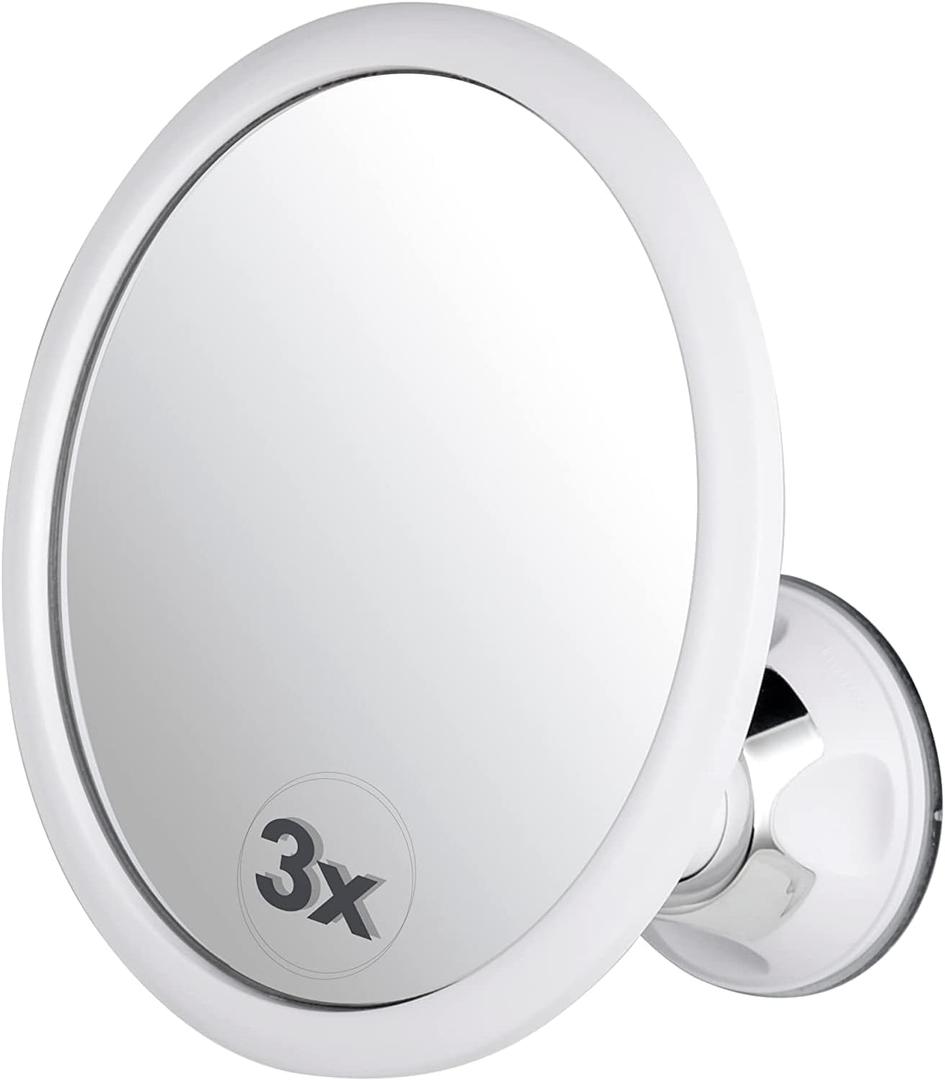 MIRRORVANA 3X Magnifying Round Shower Mirror for Fogless Shaving with Strong and Sticky Suction Cup, Shatterproof Surface and 360 Swivel - 6.7" Diameter