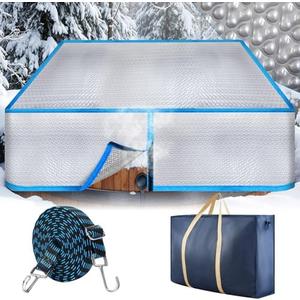Joyfolk 85" L x 85" W x 23" H Square Hot Tub Cover Thermal Bubble Waterproof Pool Spa Cover Outdoor with Elastic Straps for Wind Resistance, with Non-Woven Storage Bag