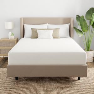 AllerEase 100% Organically Grown Cotton Top Waterproof Mattress Pad Queen Size Plush Hypoallergenic Fill Allergy Defense Fabric Machine Washable Stretch Sidewalls Fitted Mattress Cover Topper (White)