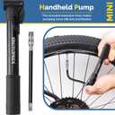 Bike Pump, Mini Bicycle Pump 100 PSI with Dual Valve Schrader Presta, Portable Bike Tire Inflator with Extension Hose & Mounting Bracket for Road Bike, Mountain Bike, Ball and Sports Equipment