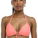 Body Glove Smoothies Baby Love Solid Molded Cup Triangle Push Up Bikini Top Swimsuit (Small, Coral)