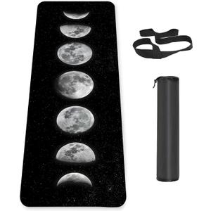 Non Slip Yoga Mat TPE Workout Mat for Men Women, Thick Workout Mat with Carrying Strap, Fitness Mats for Exercise, Yoga, Fitness, Pilates, Floor Workouts (72" x 24" x 6mm) (Moon)