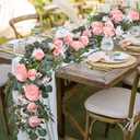 DearHouse 2Pcs Artificial Peony Flower Garland and - Silk Peony Garland with Flowers and Eucalyptus for Wedding Party Table Decoration,6ft/Strand (Pink)