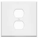 White Metal Centered Duplex Receptacle Wall Plate, 2-Gang With Centered Device, Standard Size 4.5" x 4.56",Rocker, Toggle, Duplex Outlet Cover, Made In USA, Corrosion Resistant